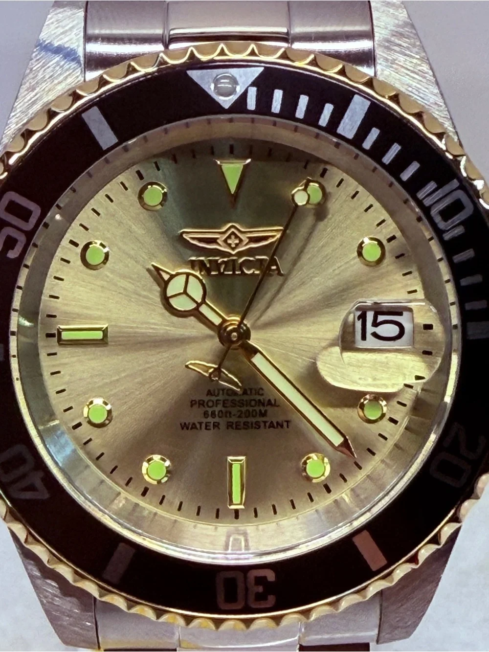 Invicta Pro Diver 40mm Automatic Mens Watch - Two tone With Champagne Dial